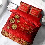 Monohome Merry Christmas 3D Temalı Pamuk Saten Çift Kişilik Nevresim Takımı