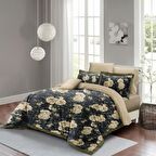 Monohome Flower Nefti Çiçekli Pamuk Saten Çift Kişilik Nevresim Takımı