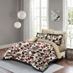 Monohome Lale Çiçekli Pamuk Saten Çift Kişilik Nevresim Takımı