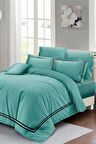 Çift Kişilik Nevresim Takımı Özel Dokuma Luxury Pamuk Saten Su Yeşili