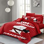 MONOHOME Sevgililer Günü Çift Kişilik Nevresim Takımı %100 Pamuk Saten Bitanecik Sevgilim Kırmızı