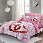 MONOHOME Sevgililer Günü Çift Kişilik Nevresim Takımı %100 Pamuk Saten İyiki Sen