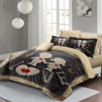 MONOHOME Sevgililer Günü Çift Kişilik Nevresim Takımı %100 Pamuk Saten Kalbim Sende