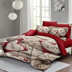 MONOHOME Sevgililer Günü Çift Kişilik Nevresim Takımı %100 Pamuk Saten Memory Love