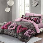 MONOHOME Sevgililer Günü Çift Kişilik Nevresim Takımı %100 Pamuk Saten Love