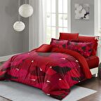 MONOHOME Sevgililer Günü Çift Kişilik Nevresim Takımı %100 Pamuk Saten Kırmızı Aşkına