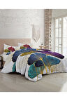 Lastikli Çarşaflı %100 Pamuk Saten Çift Kişilik Nevresim Takımı Colorfull Leaves