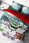 Yılbaşı Süsü Merry Christmas Çift Kişilik 3D Nevresim Takımı Pamuk