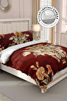 Lastikli Çarşaflı %100 Pamuk Saten Çift Kişilik Nevresim Takımı Glazed Bouquet