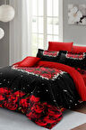 Sevgililer Günü Özel Çift Kişilik Nevresim Takımı Pamuk Saten Black Roses