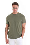 Haki Regular Fit Düz Bisiklet Yaka Tişört | S