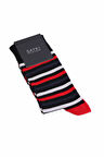 Kırmızı Pamuklu Çizgili Soket Çorap | STD
