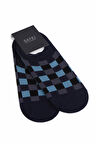 Lacivert İkili Pamuklu Kareli Babet Çorap | STD