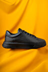 Siyah Casual Bağcıklı Deri Sneakers | 40