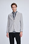 Gri Comfort Fit Desenli Mono Yaka Klasik Ceket | 48