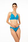 Estiva Kadın Bantlı İp Askılı Kaplı Bikini Takımı - Mavi
