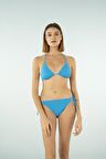 Estiva Parlak Üçgen İpli Bikini Takımı - Mavi