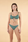 Estiva Puantiyeli Büzgülü Balenli Bikini Takımı - Yeşil