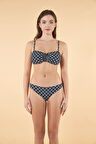 Estiva Tokalı  Puantiyeli Straplez Bikini Takımı - Lacivert