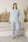 Kadın Yazlık Desenli Kısa Kollu Viskon Battal Pijama Takımı