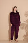 Kadın Kışlık Kadife Battal Pijama Takımı
