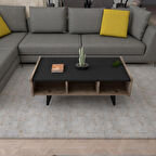 Arnetti Orta Sehpa Line Modern Salon Sehpası Siyah Ayaklı  Lidya & Siyah