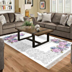 Alanur Yıldız Deri Tabanlı Saçaklı Dijital Halı