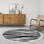 Alanur Star Kaymaz Pamuk Tabanlı Saçaklı Dijital Halı Yuvarlak