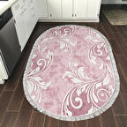 Alanur Trend Keçe Tabanlı Saçaklı Oval Mutfak Halı Mu184