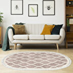 Alanur Star Kaymaz Pamuk Tabanlı Saçaklı Dijital Halı Oval