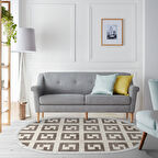 Alanur Star Kaymaz Pamuk Tabanlı Saçaklı Dijital Halı Oval