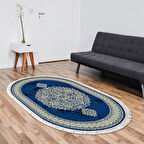 Alanur Star Kaymaz Pamuk Tabanlı Saçaklı Dijital Halı Oval