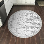 Alanur Trend Keçe Tabanlı Saçaklı Yuvarlak Mutfak Halı Mu180