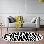 Alanur Yıldız Kaymaz Deri Tabanlı Saçaklı Dijital Halı Oval