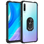 Microsonic Huawei P Smart Pro Kılıf Grande Clear Ring Holder Siyah