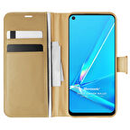 Microsonic Oppo A92 Kılıf Delux Leather Wallet Gold