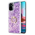 Microsonic Xiaomi Redmi Note 10S Kılıf Glitter Liquid Holder Mor