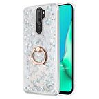 Microsonic Oppo A5 2020 Kılıf Glitter Liquid Holder Gümüş