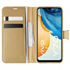 Microsonic Vivo Y70 Kılıf Delux Leather Wallet Gold