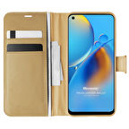 Microsonic Oppo A74 4G Kılıf Delux Leather Wallet Gold