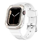 Microsonic Apple Watch 7 41mm Kordon Dual Apex Resist Beyaz Gold