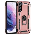 Microsonic Samsung Galaxy S22 Plus Kılıf Military Ring Holder Rose Gold