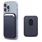 Microsonic Apple iPhone 12 Pro Max Leather Wallet MagSafe Lacivert