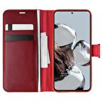 Microsonic Xiaomi Mi 12T Pro Kılıf Delux Leather Wallet Kırmızı