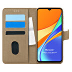 Microsonic Xiaomi Redmi 10A Kılıf Fabric Book Wallet Gold