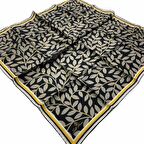 Silk Home Siyah Yaprak Desenli Tivil İpek Eşarp 11397-45