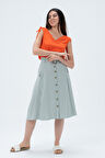 Önü Düğmeli Çan Etek 