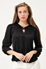 Fiyonk Yakalı Saten Bluz