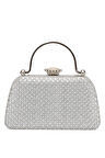 Guja 25KC1289 Kadın Taşlı Kutu Abiye Çanta Gümüş