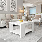 Lina S003 Orta Sehpa Beyaz Mermer-Beyaz